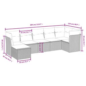 vidaXL 7-delige Loungeset met kussens poly rattan zwart