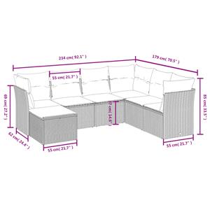 vidaXL 7-delige Loungeset met kussens poly rattan zwart