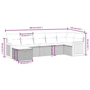 vidaXL 7-delige Loungeset met kussens poly rattan zwart