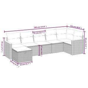 vidaXL 7-delige Loungeset met kussens poly rattan gemengd beige