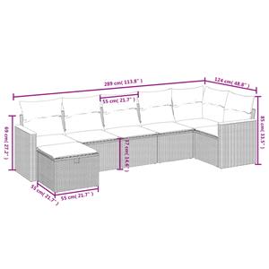 vidaXL 7-delige Loungeset met kussens poly rattan beige