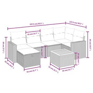 vidaXL 7-delige Loungeset met kussens poly rattan zwart