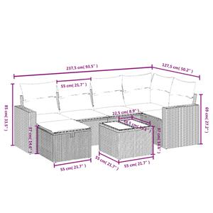 vidaXL 7-delige Loungeset met kussens poly rattan zwart