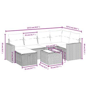 vidaXL 7-delige Loungeset met kussens poly rattan zwart