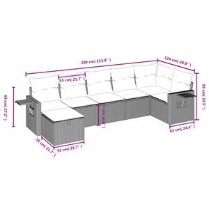 vidaXL 7-delige Loungeset met kussens poly rattan gemengd beige