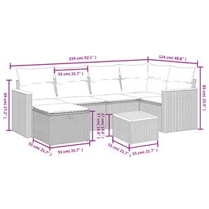 vidaXL 7-delige Loungeset met kussens poly rattan zwart