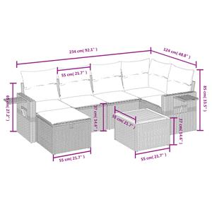 vidaXL 7-delige Loungeset met kussens poly rattan zwart