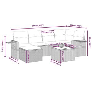 vidaXL 7-delige Loungeset met kussens poly rattan zwart