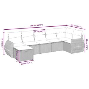 vidaXL 7-delige Loungeset met kussens poly rattan gemengd beige