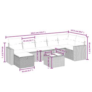 vidaXL 7-delige Loungeset met kussens poly rattan gemengd beige