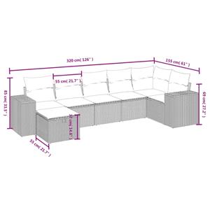 vidaXL 7-delige Loungeset met kussens poly rattan zwart