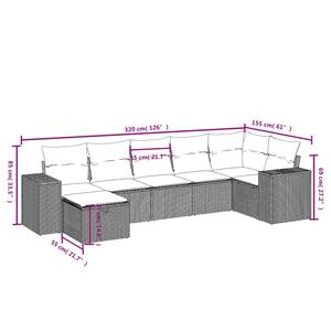 vidaXL 7-delige Loungeset met kussens poly rattan zwart