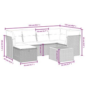 vidaXL 7-delige Loungeset met kussens poly rattan zwart