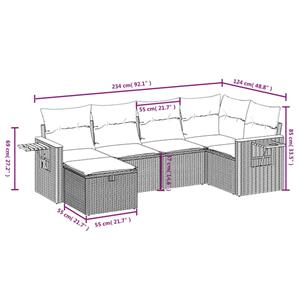 vidaXL 7-delige Loungeset met kussens poly rattan zwart