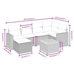 vidaXL 7-delige Loungeset met kussens poly rattan grijs