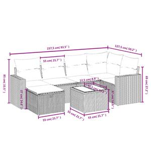 vidaXL 7-delige Loungeset met kussens poly rattan gemengd beige