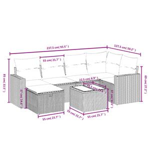 vidaXL 7-delige Loungeset met kussens poly rattan grijs