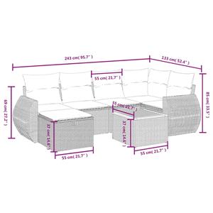 vidaXL 7-delige Loungeset met kussens poly rattan zwart