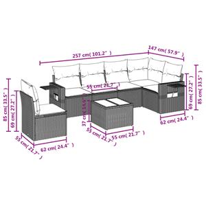 vidaXL 7-delige Loungeset met kussens poly rattan zwart