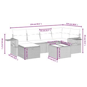 vidaXL 7-delige Loungeset met kussens poly rattan beige