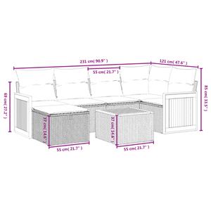 vidaXL 7-delige Loungeset met kussens poly rattan zwart