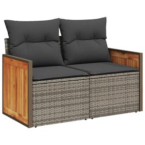 vidaXL 7-delige Loungeset met kussens poly rattan zwart