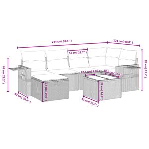 vidaXL 7-delige Loungeset met kussens poly rattan grijs