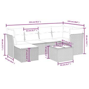 vidaXL 7-delige Loungeset met kussens poly rattan gemengd beige