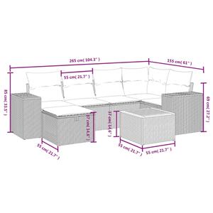 vidaXL 7-delige Loungeset met kussens poly rattan zwart