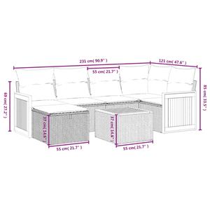 vidaXL 7-delige Loungeset met kussens poly rattan grijs