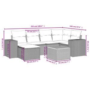 vidaXL 7-delige Loungeset met kussens poly rattan beige