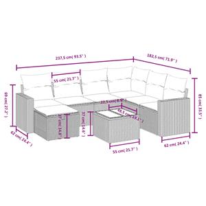 vidaXL 8-delige Loungeset met kussens poly rattan zwart