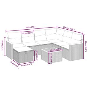 vidaXL 8-delige Loungeset met kussens poly rattan zwart