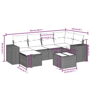 vidaXL 7-delige Loungeset met kussens poly rattan beige