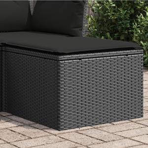 bonnevie Gartenhocker mit Kissen Schwarz 55x55x37 cm Poly Rattan vidaXL496874