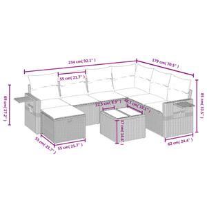 vidaXL 8-delige Loungeset met kussens poly rattan zwart