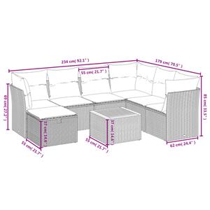 vidaXL 8-delige Loungeset met kussens poly rattan zwart