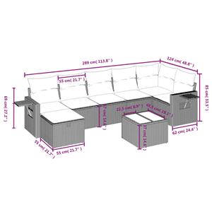 vidaXL 8-delige Loungeset met kussens poly rattan zwart