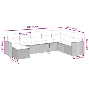 vidaXL 8-delige Loungeset met kussens poly rattan zwart