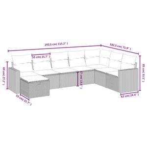 vidaXL 8-delige Loungeset met kussens poly rattan zwart