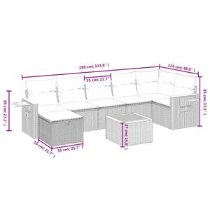 vidaXL 8-delige Loungeset met kussens poly rattan zwart