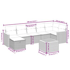 vidaXL 8-delige Loungeset met kussens poly rattan grijs