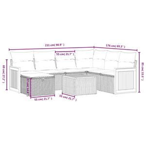 vidaXL 8-delige Loungeset met kussens poly rattan zwart