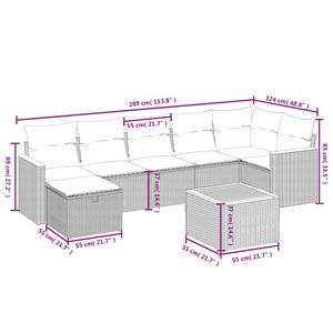 vidaXL 8-delige Loungeset met kussens poly rattan beige