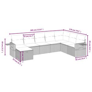 vidaXL 8-delige Loungeset met kussens poly rattan zwart