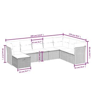 vidaXL 8-delige Loungeset met kussens poly rattan zwart