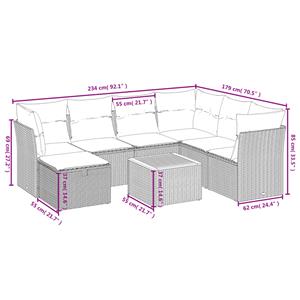 vidaXL 8-delige Loungeset met kussens poly rattan gemengd beige