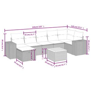 vidaXL 8-delige Loungeset met kussens poly rattan zwart