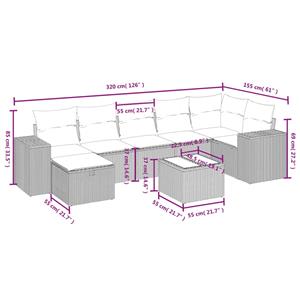 vidaXL 8-delige Loungeset met kussens poly rattan zwart