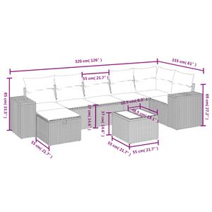 vidaXL 8-delige Loungeset met kussens poly rattan zwart